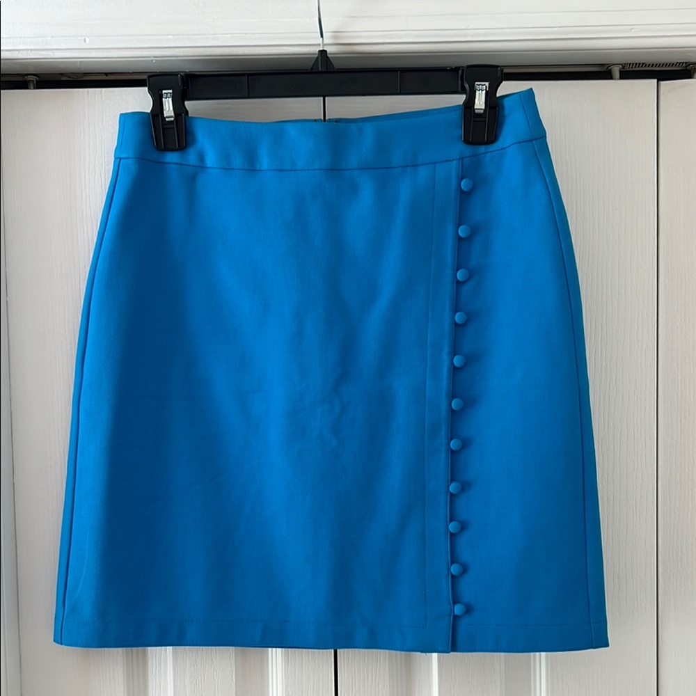 LOFT Vibrant Blue Mini Skirt with Button Accents